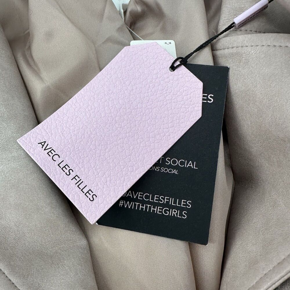 Avec Les Filles Anthropologie Womens Moto Jacket M Oversized Faux Leather Belted - Picture 9 of 13